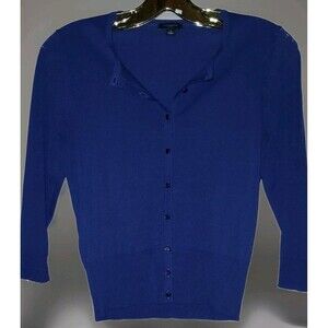 Ann Taylor Navy Blue CARDIGAN Sz Small Button-Up Sweater Women's CLASSIC Career